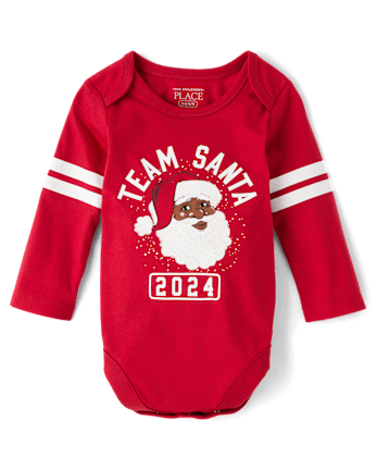 Unisex Baby Matching Family Team Santa Face 2024 Graphic Bodysuit - red
