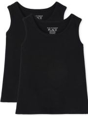 Toddler Girls Ribbed Tank Top - Black