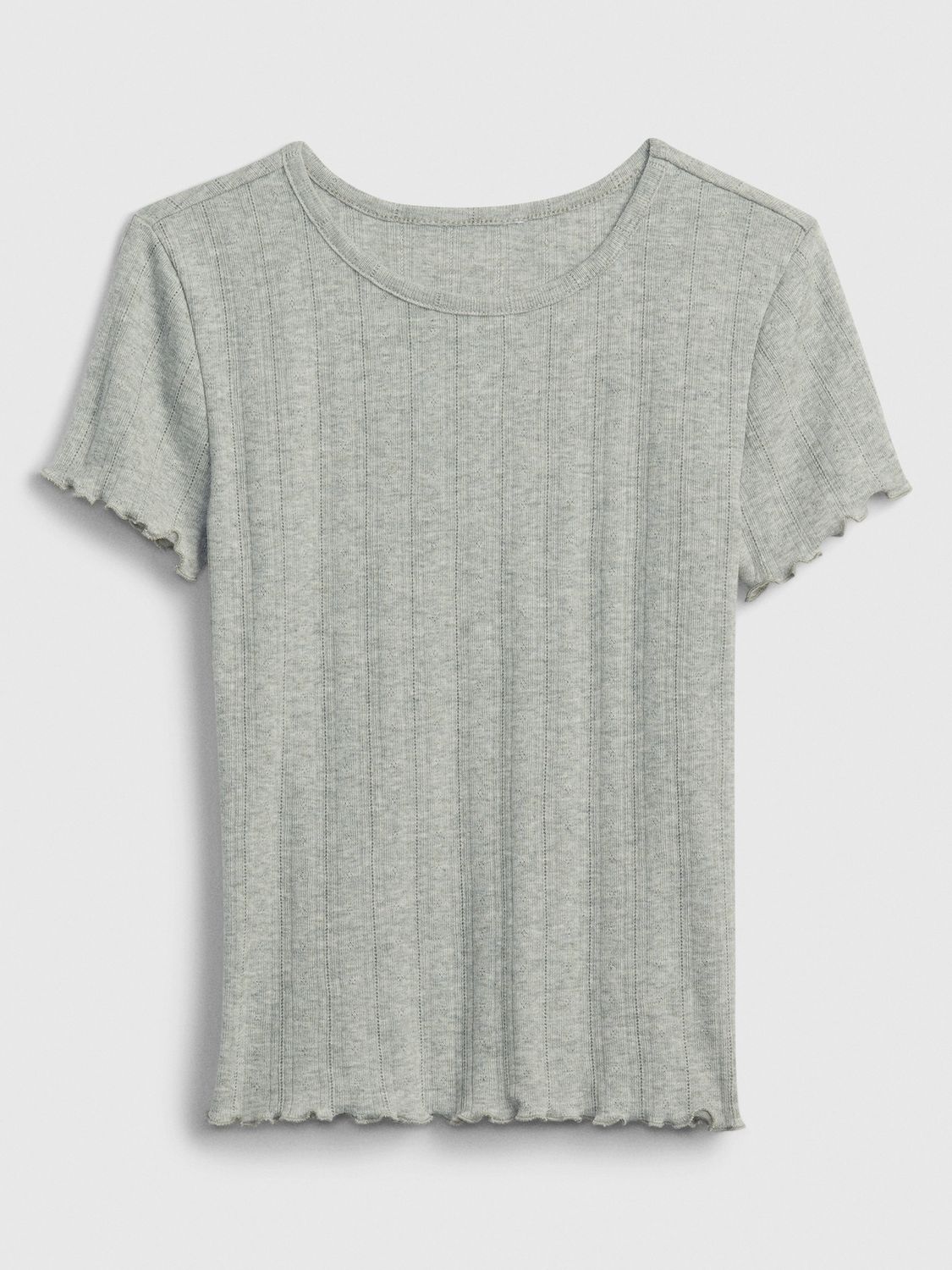 Girls Pointelle Top - Grey, Size: Sm (6-7)
