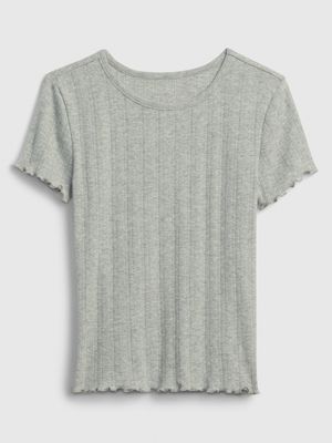 Girls Pointelle Top - Grey