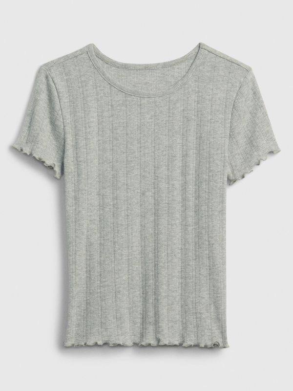 Girls Pointelle Top - Grey