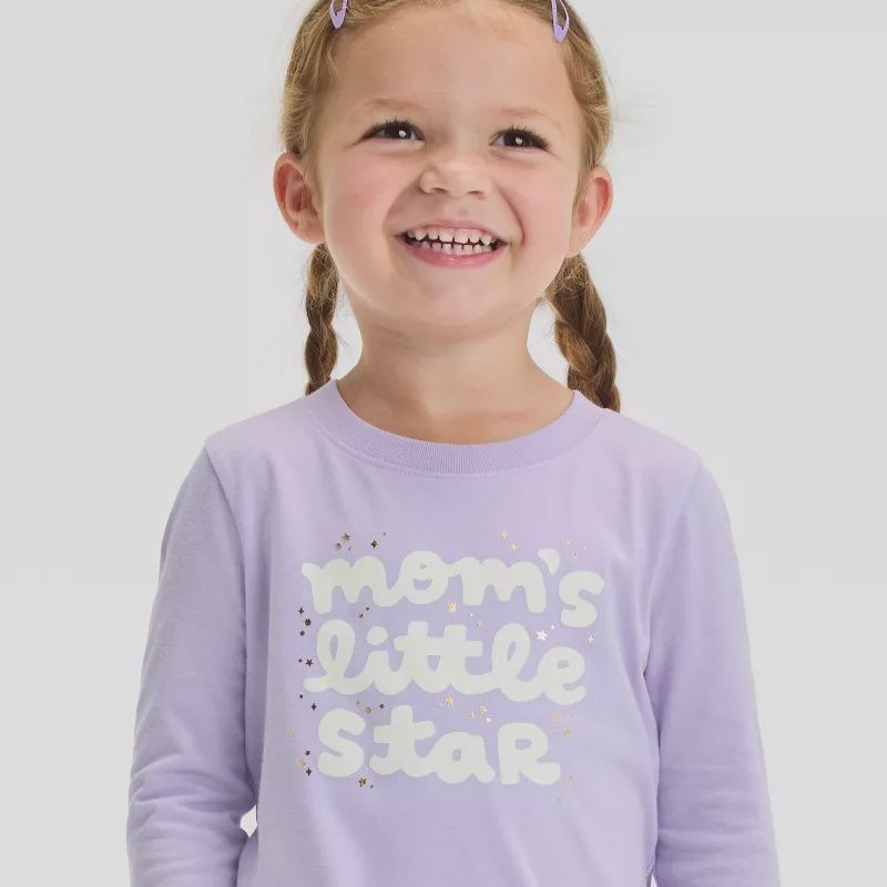Toddler Girls&#39; Long Sleeve Mom&#39;s Little Star Graphic T-Shirt - Cat &amp; Jack™ Purple, Size: 4T