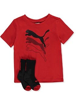 Boys' 2-Piece Shadow T-Shirt Socks Set - Red, Size: 3T