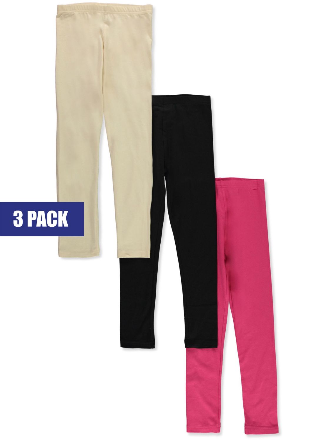 Girls&#39; 3-Pack Leggings - Black/Tan/Pink, Size: 18M