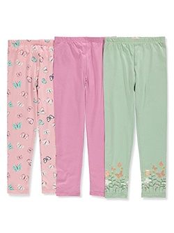 Girls&#39; 3-Pack Leggings - Butterfly, Size: 8 years