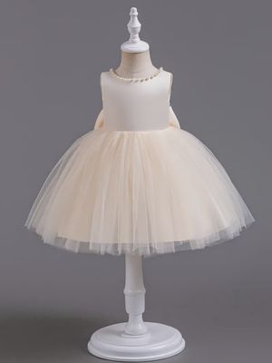 Toddler Girls&#39; Exquisite Cream Tulle Princess Dress - Gold