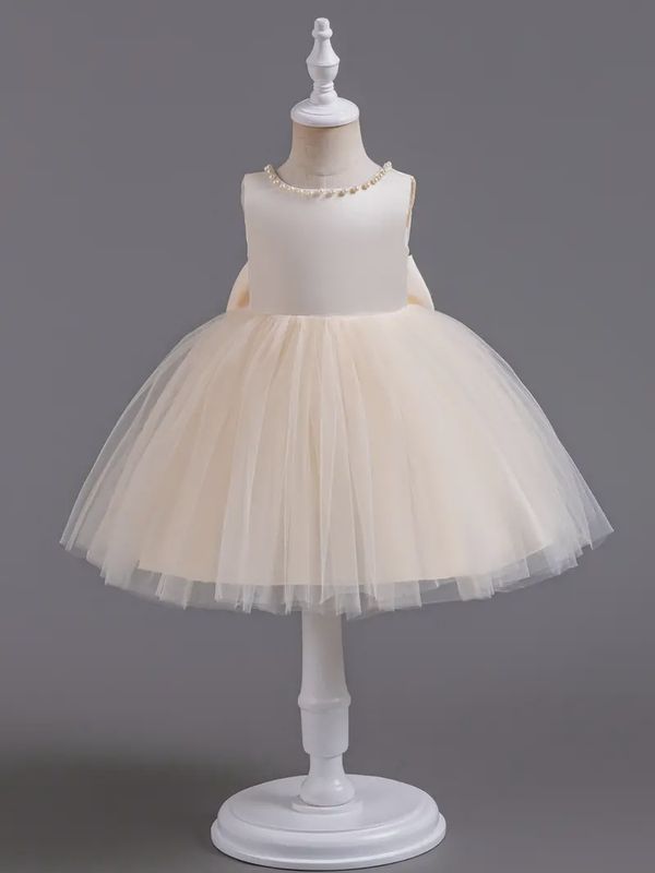 Toddler Girls' Exquisite Cream Tulle Princess Dress - Gold