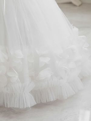 Toddler&#39;s Elegant Flower 3D Applique Mesh Princess Dress