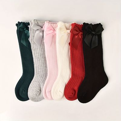 Baby Girl&#39;s Mid Calf Bow Thigh High Socks &amp; Knee Socks