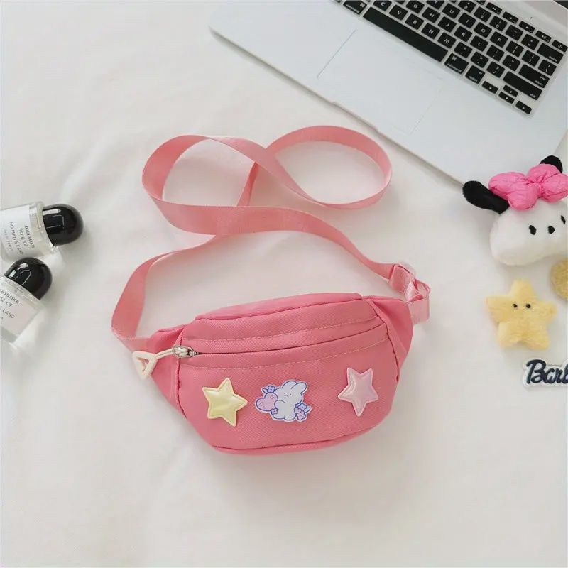 Cartoon Children&#39;s Bag, Candy Color Waist Bag, Size: Pink