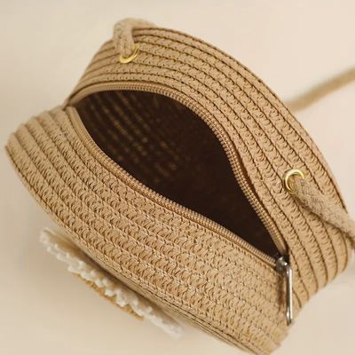 Cute Cartoon Flower Woven Mini Crossbody Bag