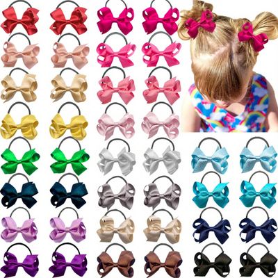 40pcs Sparkling Glitter Silky Ribbon Bows Hair Ties