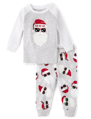 Unisex Baby And Toddler Matching Family Glow Santa Sunglasses Snug Fit Cotton Pajamas - gray, Size: 9-12M