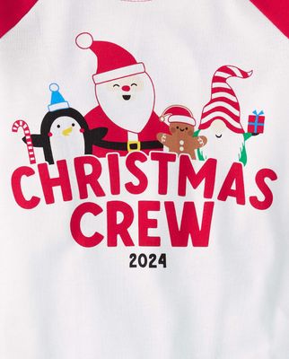 Unisex Kids Matching Family Christmas Crew 2024 Snug Fit Cotton And Microfleece Pajamas - red
