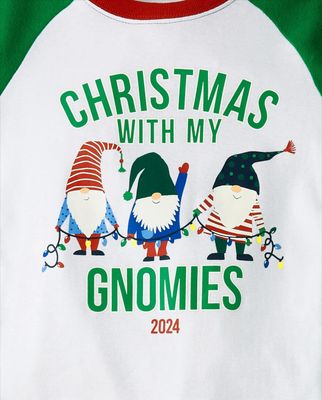 Unisex Kids Matching Family Glow Christmas Gnomies Snug Fit Cotton And Microfleece Pajamas - green