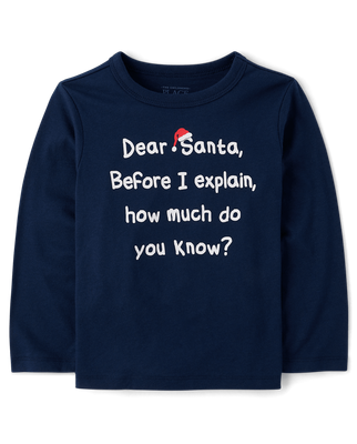 Baby And Toddler Boys Dear Santa Graphic Tee - blue