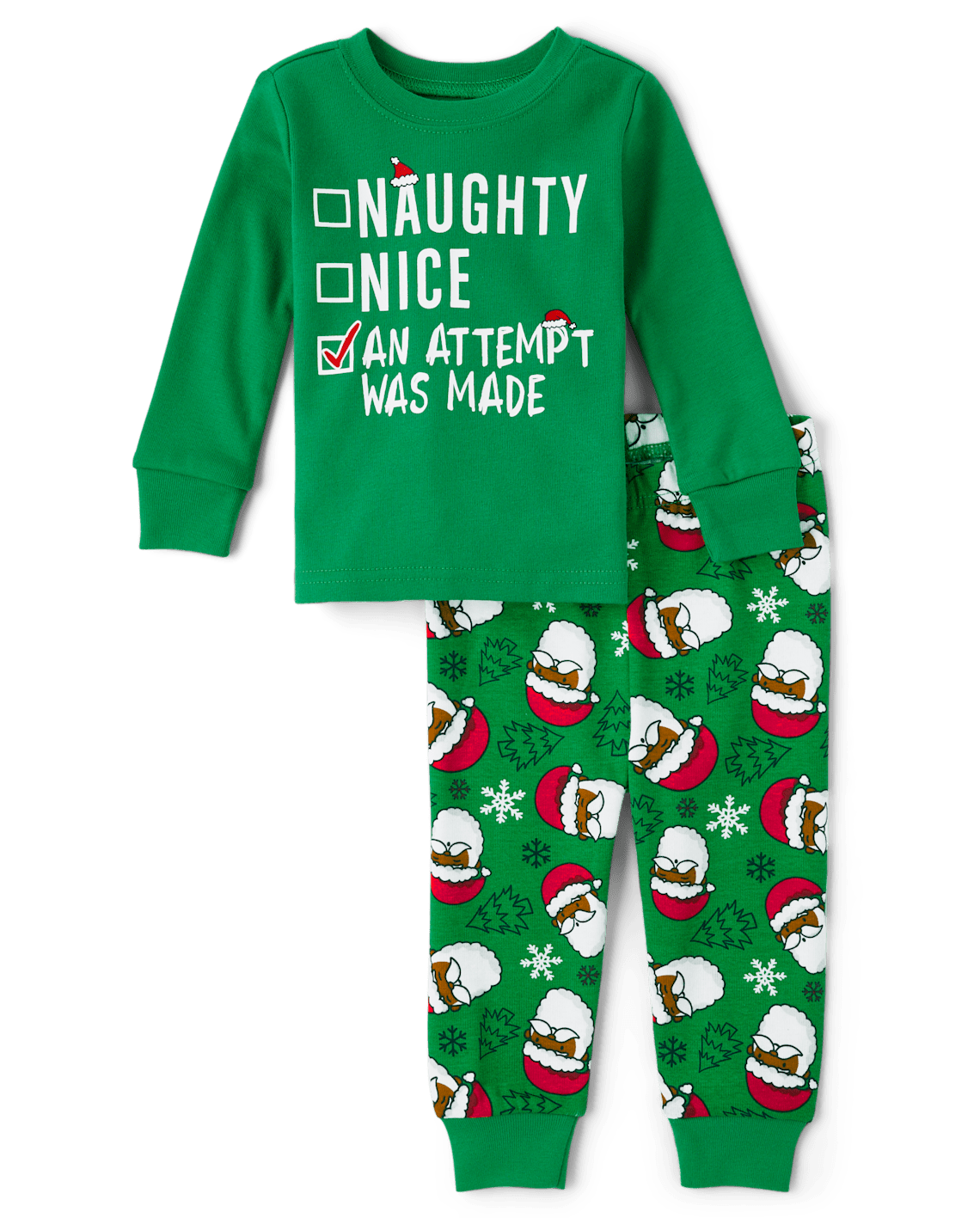 Unisex Baby And Toddler Glow Nice List Snug Fit Cotton Pajamas - green, Size: 12-18M