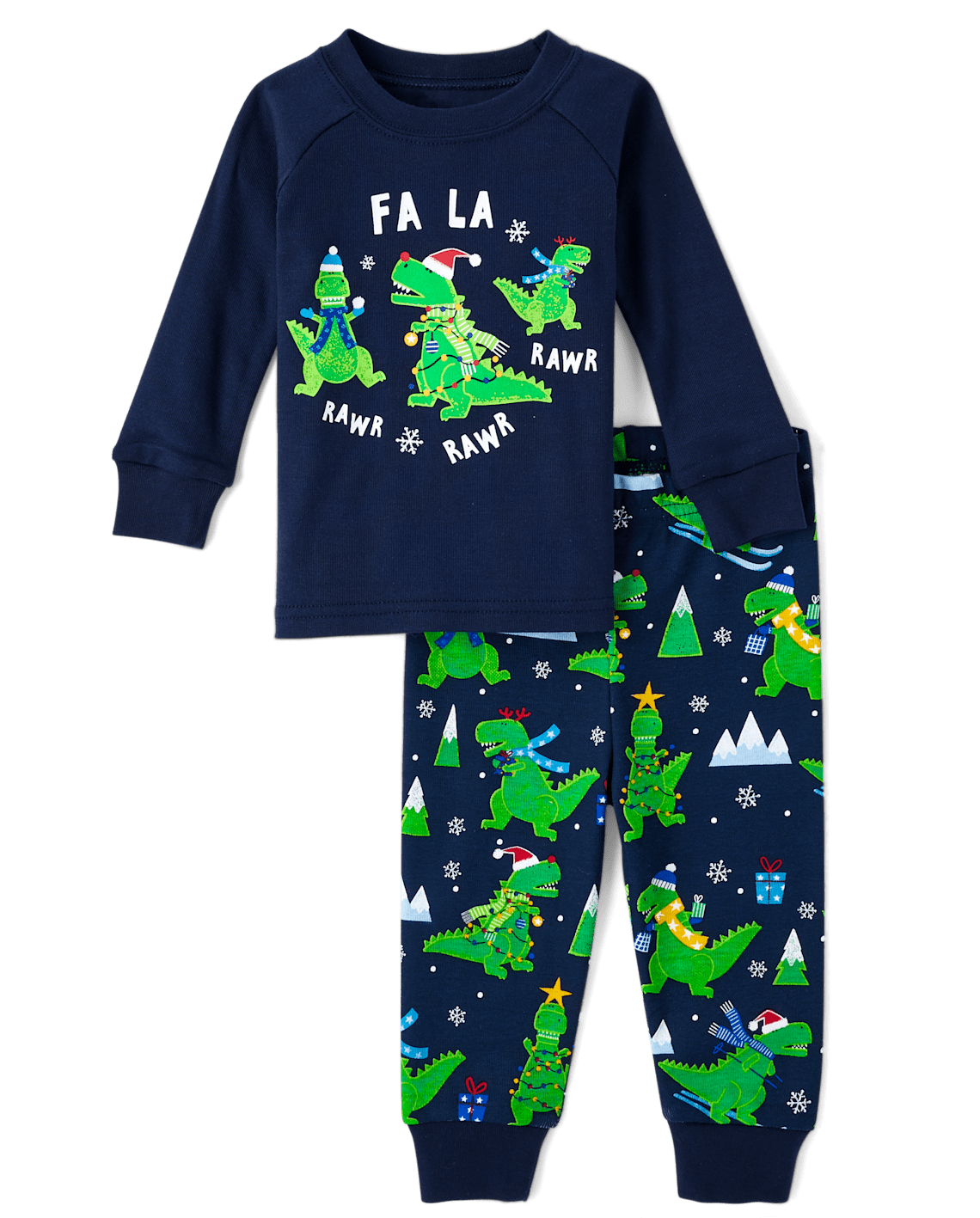 Baby And Toddler Boys Glow Christmas Dino Snug Fit Cotton Pajamas - blue, Size: 18-24M