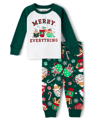 Unisex Baby And Toddler Matching Family Hot Cocoa Mugs Snug Fit Cotton Pajamas - green