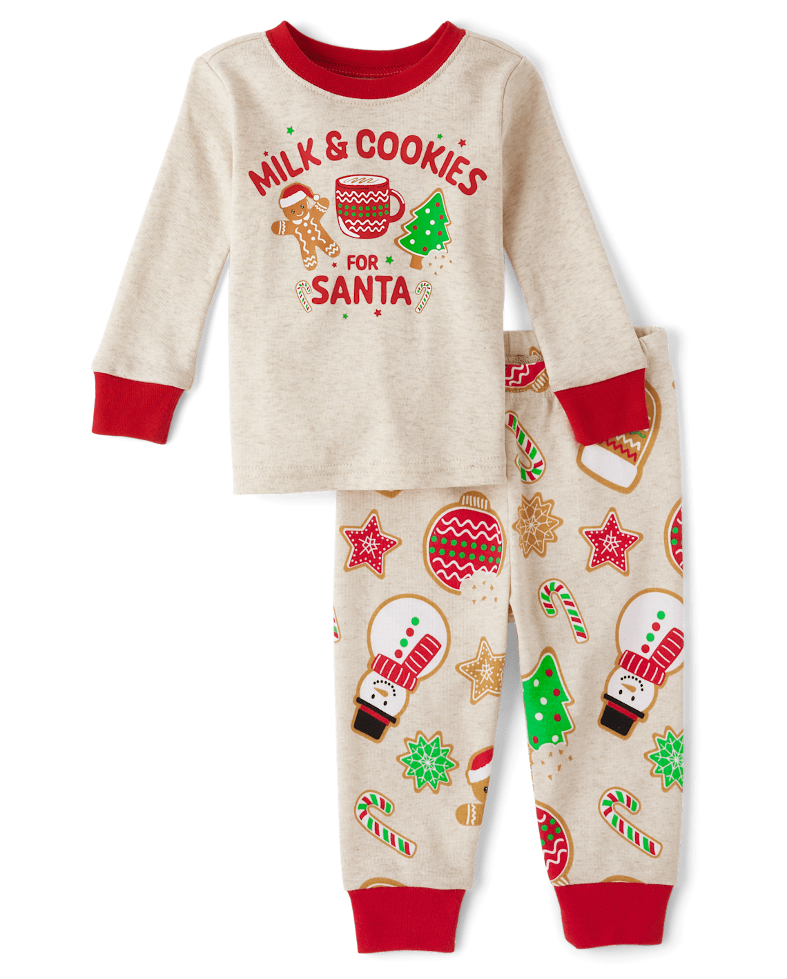 Unisex Baby And Toddler Christmas Cookie Snug Fit Cotton Pajamas - tan, Size: 3T