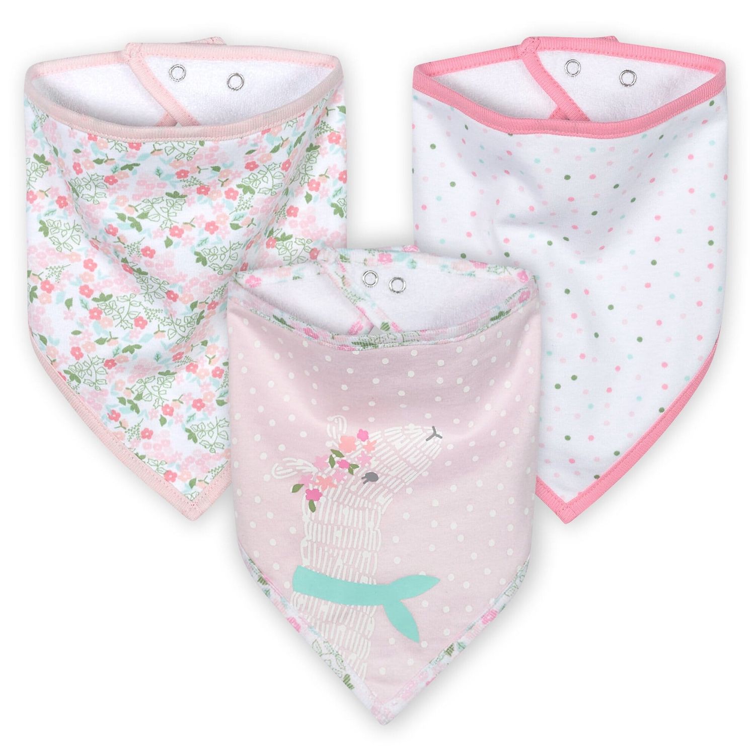 3-Pack Baby Girls Lil&#39; Llama Bandana Bibs