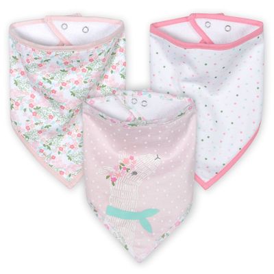 3-Pack Baby Girls Lil' Llama Bandana Bibs