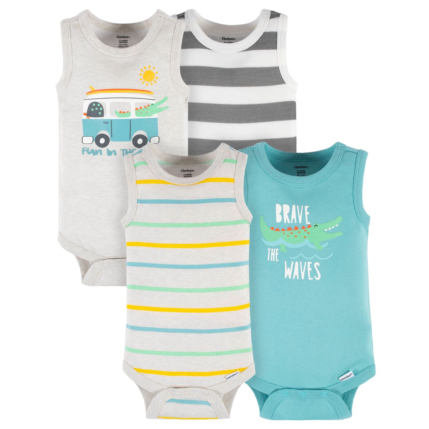 4-Pack Baby Boys Later Gator Tank Onesies® Bodysuits, Size: NB