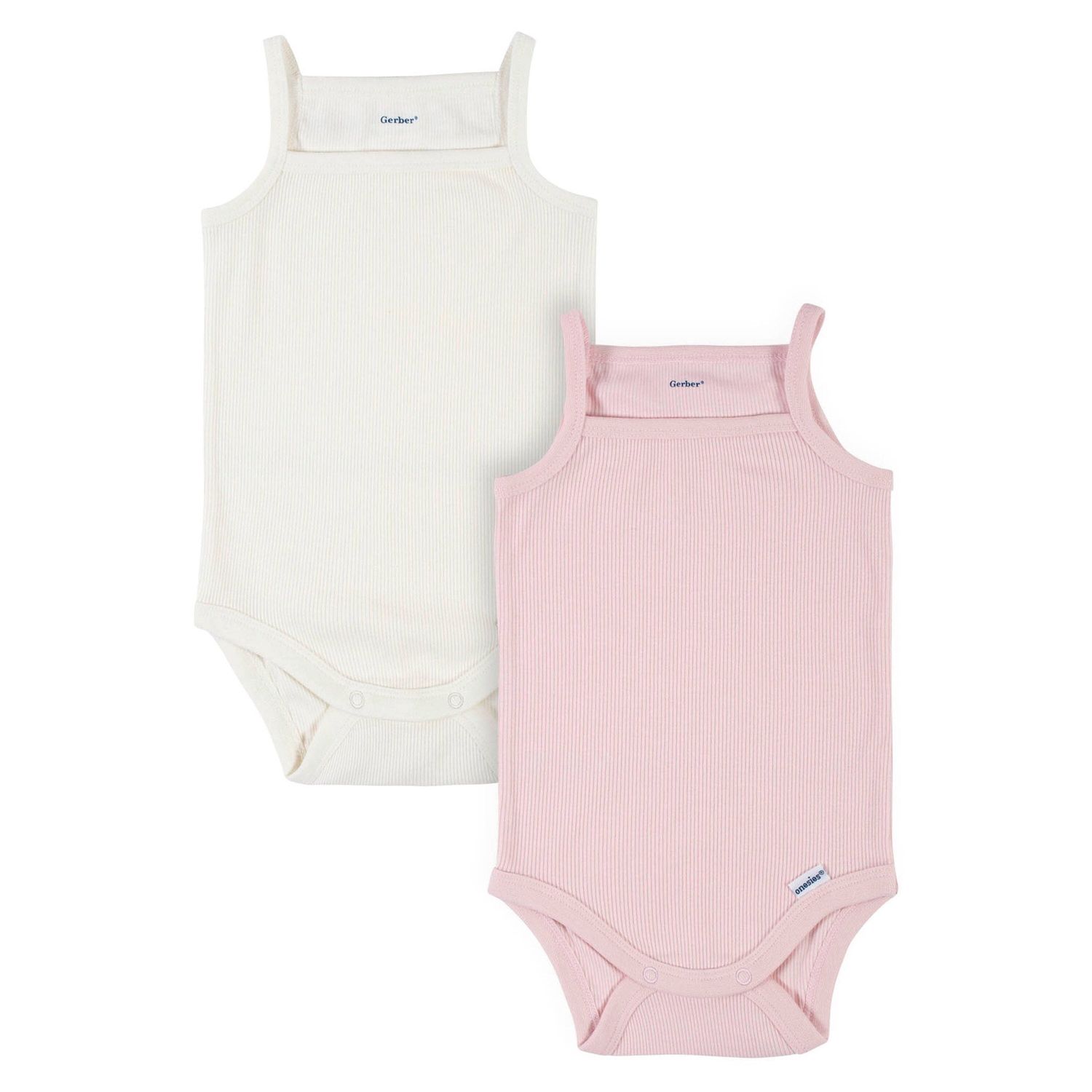 2-Pack Baby Girls Ivory/Pink Sleeveless Onesies® Bodysuits, Size: 18M