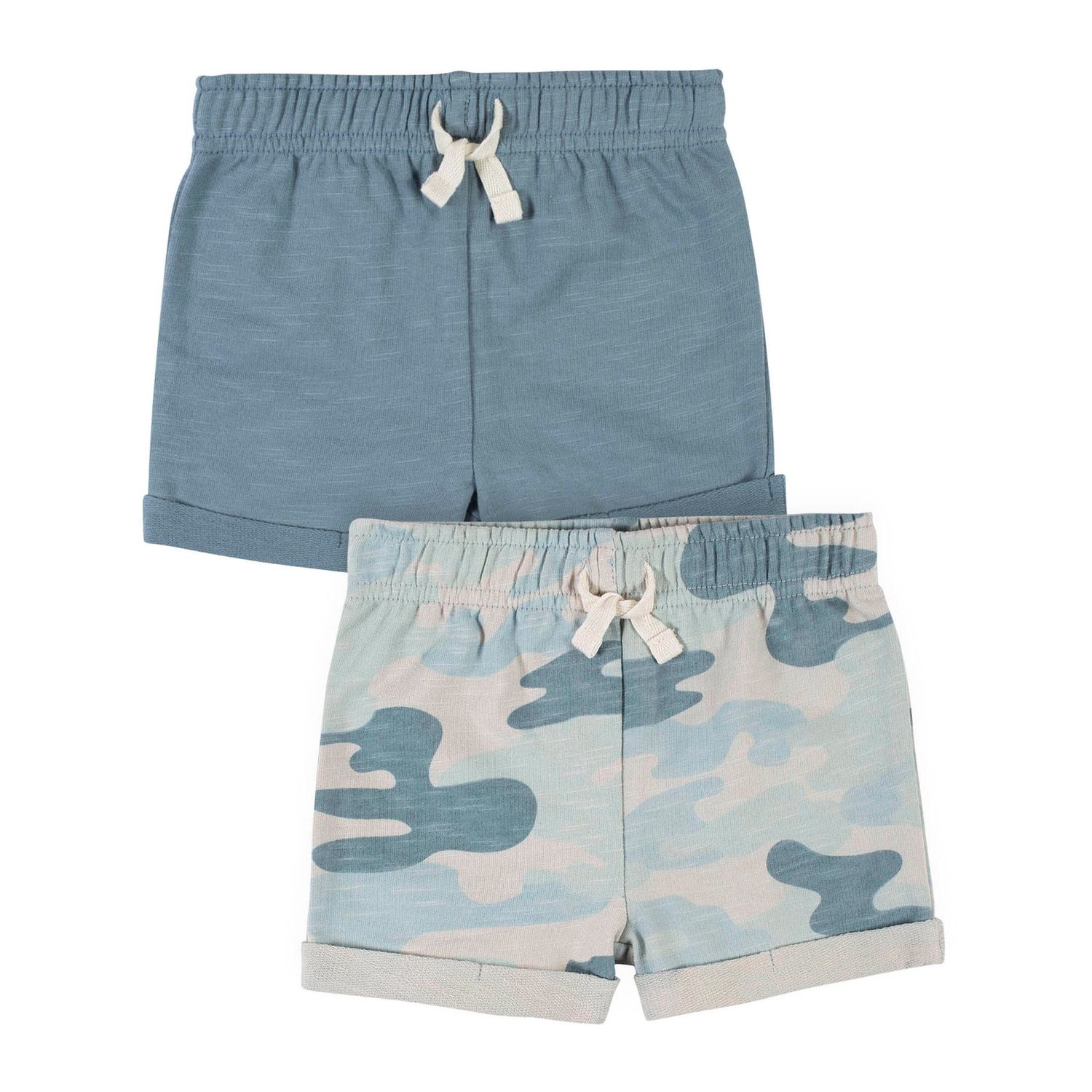 Gerber 2-Pack Baby Boys  Shorts - Camo/ Charcoal, Size: 3-6M, Color: Blue