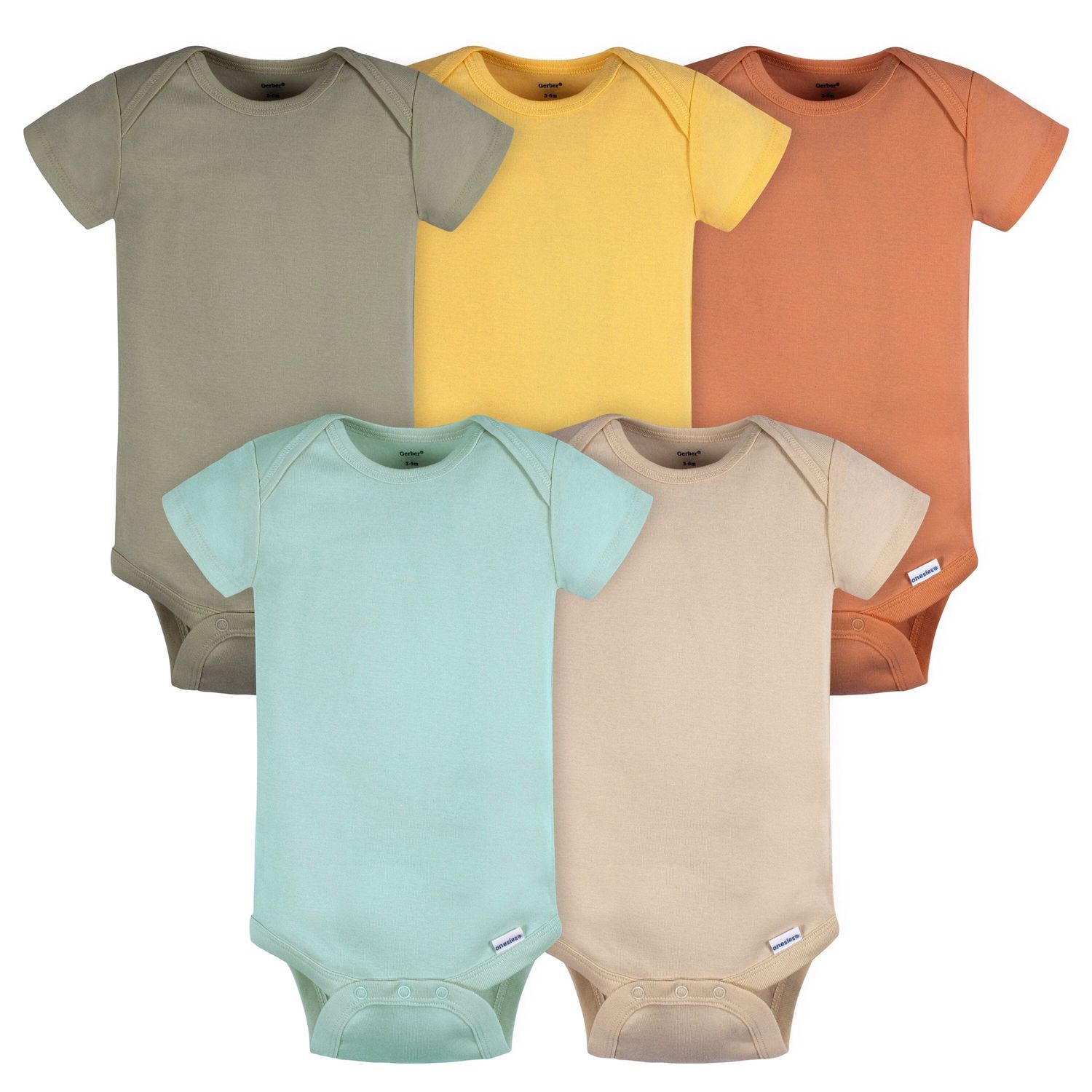 5-Pack Baby Neutral Green/ Brown Short Sleeve Onesies® Bodysuits, Size: NB