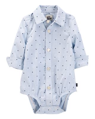 Baby Polka Dot Button-Front Bodysuit - Blue