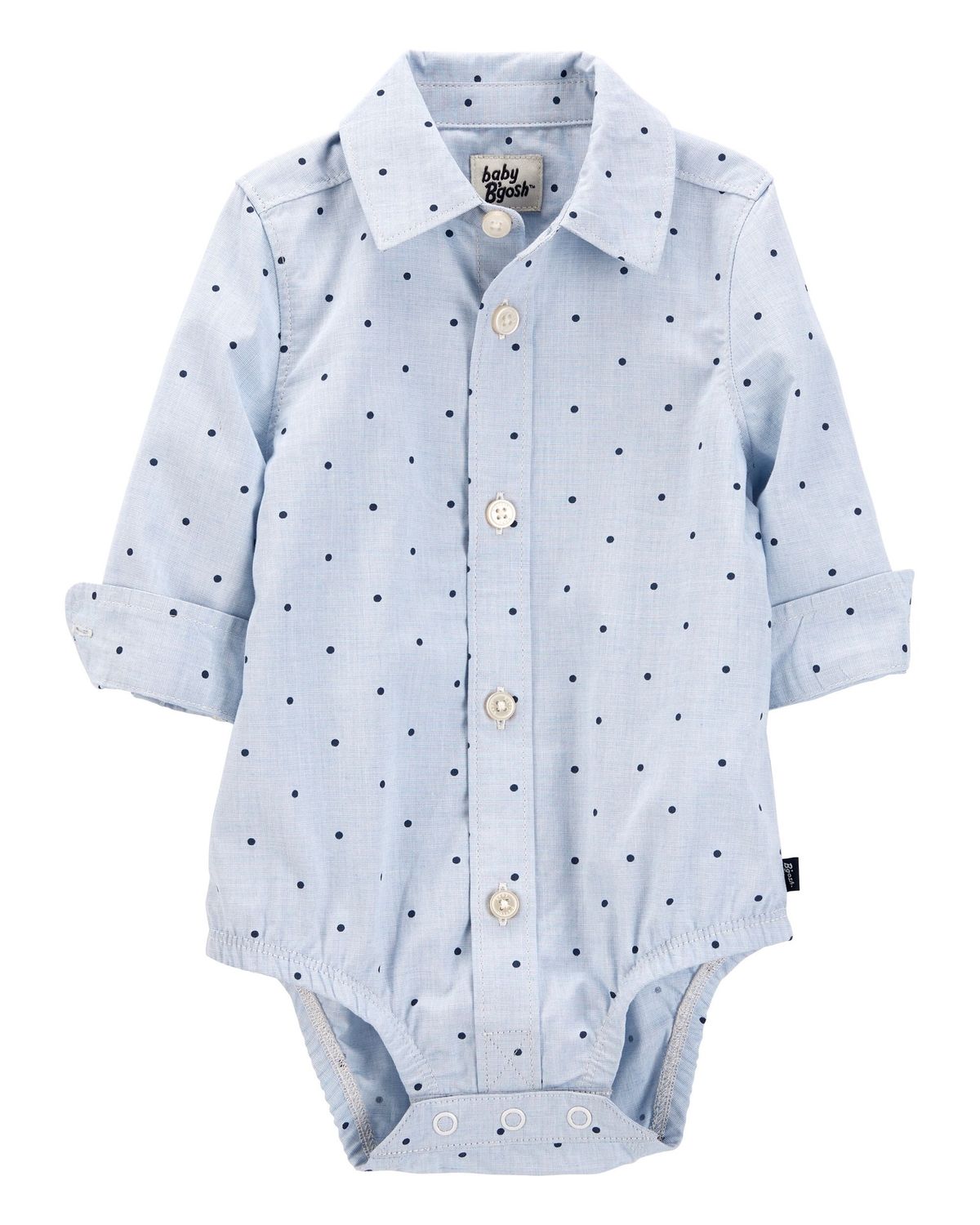 Baby Polka Dot Button-Front Bodysuit - Blue, Size: 24M