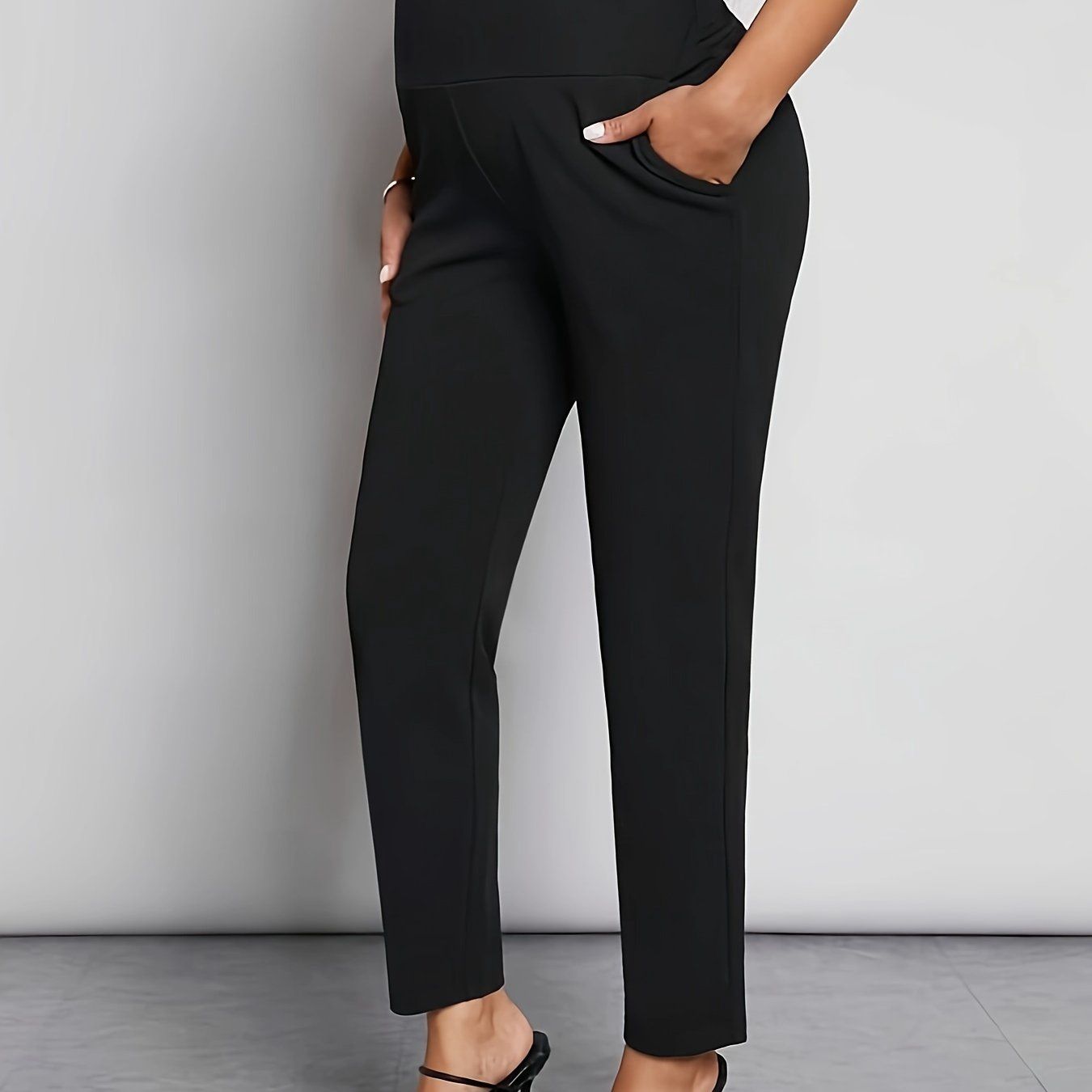 High-Waist Black Maternity Joggers, Size: Sm