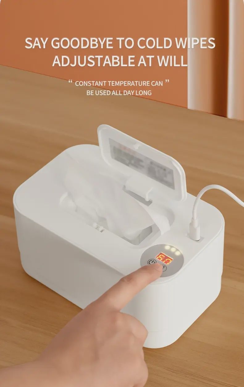 1pc 10W USB Heated Tissue Warmer with 3 Temperature Settings, Portable Wipes Dispenser for Hands-Free Warm Wipes