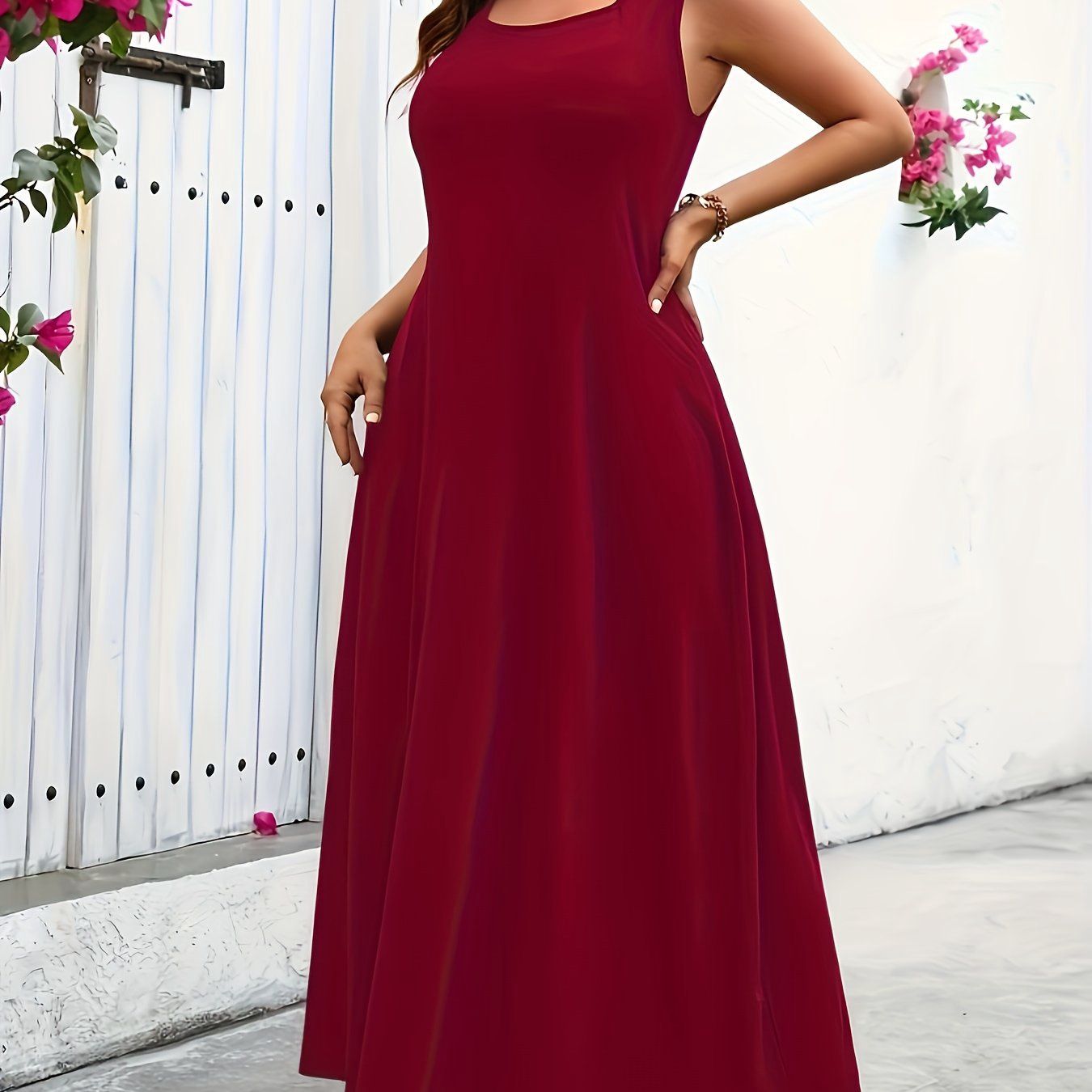 Women&#39;s Maternity Solid Tank Dress for Summer, Elegant Casual Maxi Dress, Size: 1XL