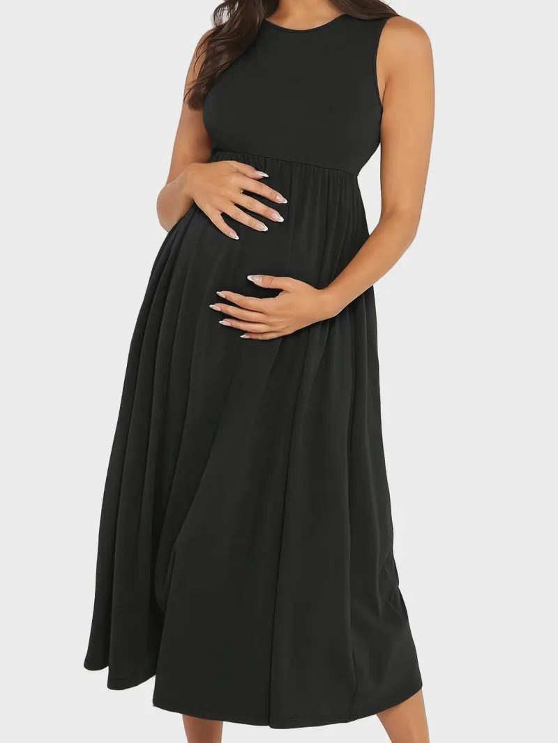 Comfy Maternity Dress -Black, Size: Large