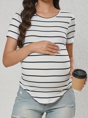 Elegant Striped Crew Neck T-Shirt