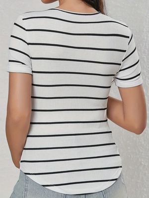 Elegant Striped Crew Neck T-Shirt