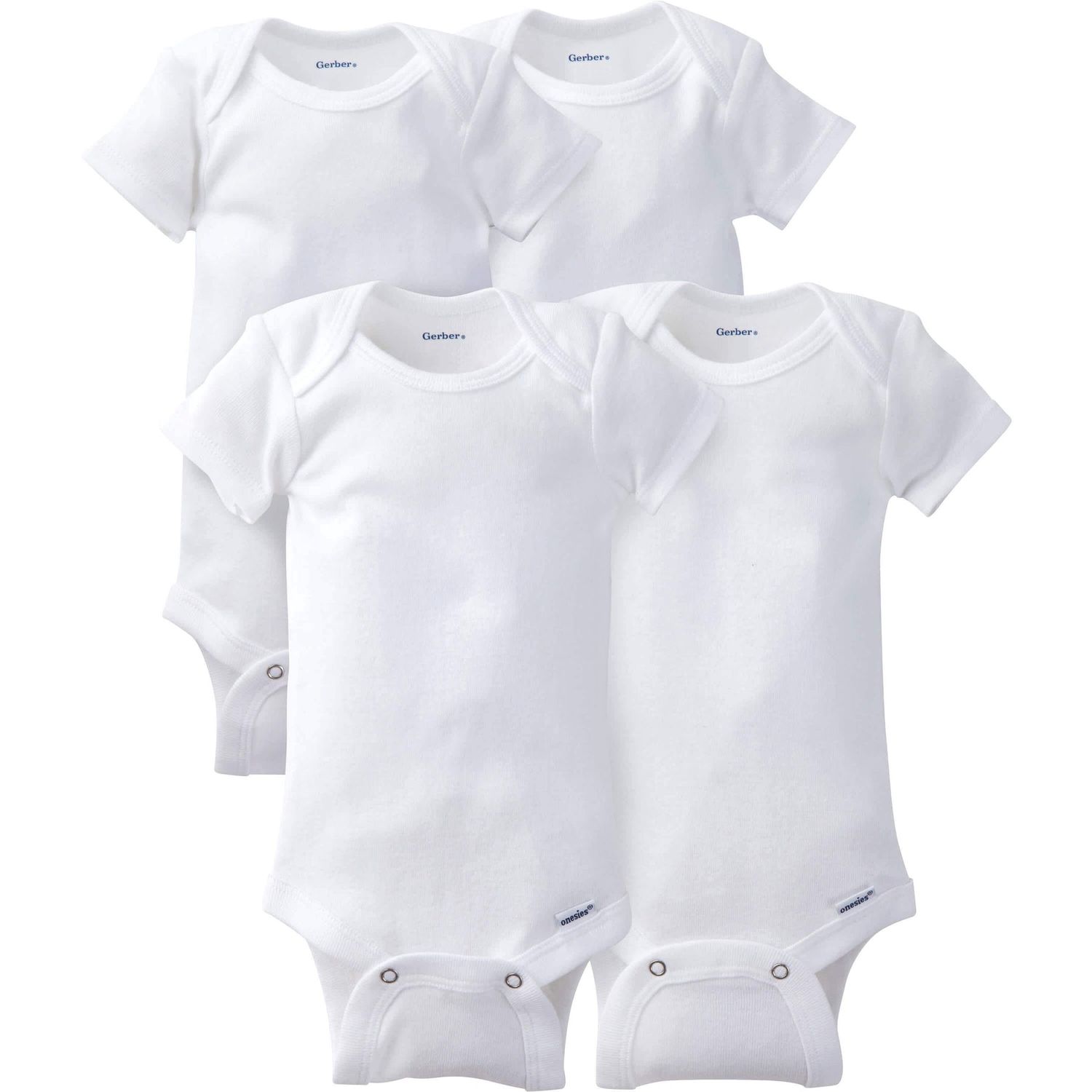 4-Pack Baby Neutral White Onesies® Bodysuits - White, Size: 0-3M