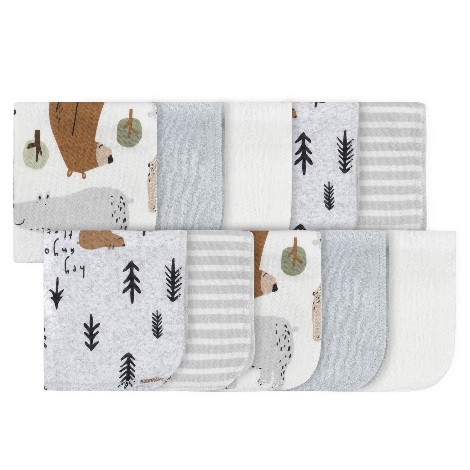 10-Pack Baby Boys Bear Washcloths - tribal