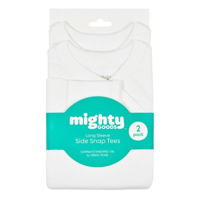 2-Pack Baby Neutral White Long Sleeve Side Snap Tee- White
