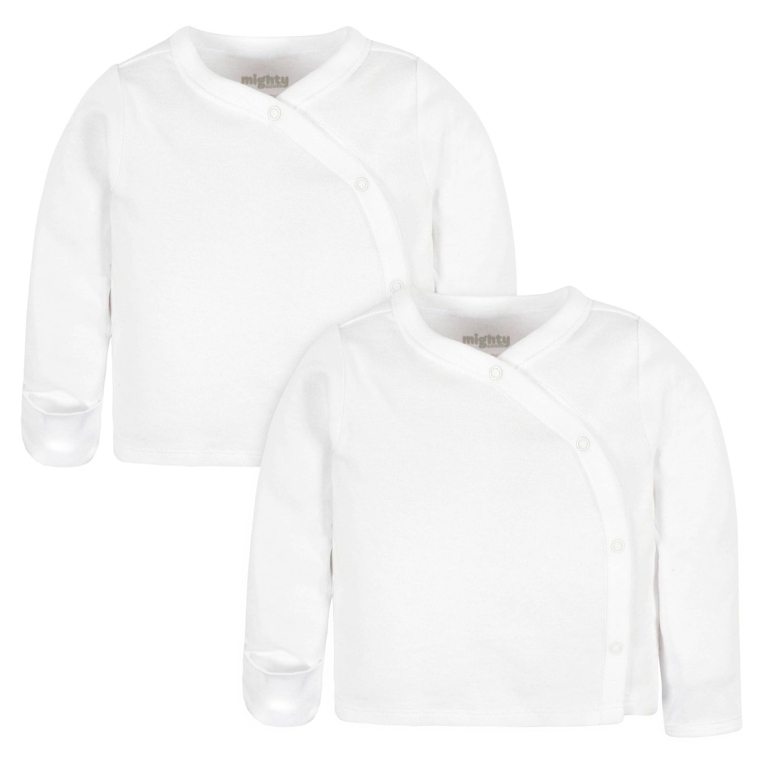 2-Pack Baby Neutral White Long Sleeve Side Snap Tee- White, Size: NB