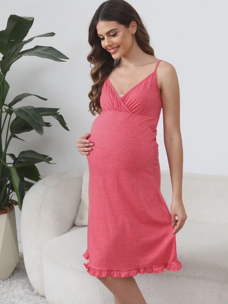 Women&#39;s Maternity Sleeveless Nightgown - pink, Size: Sm