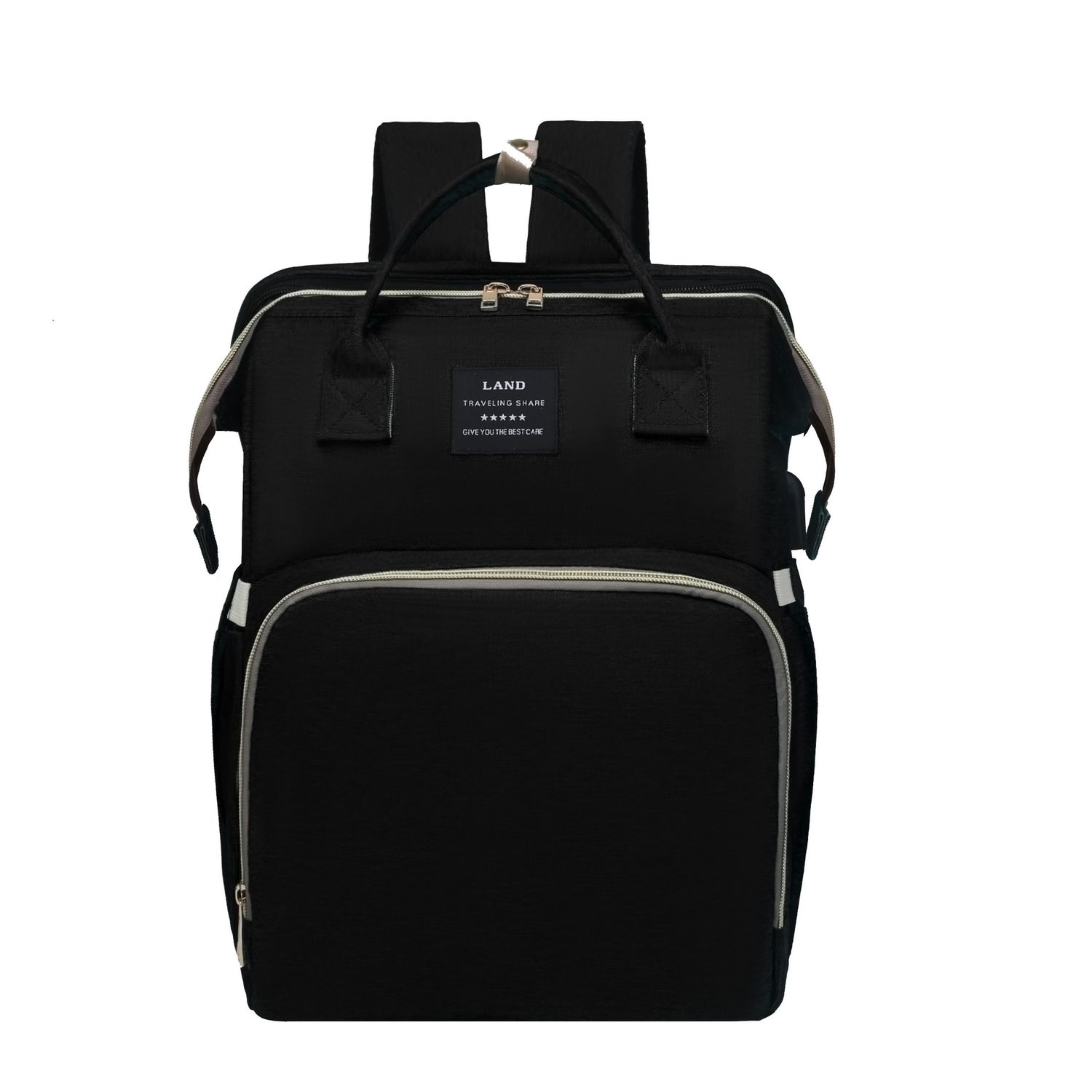 Lamroro Diaper Bag Backpack With Portable Changing Pad And Stroller Straps, Color: Black
