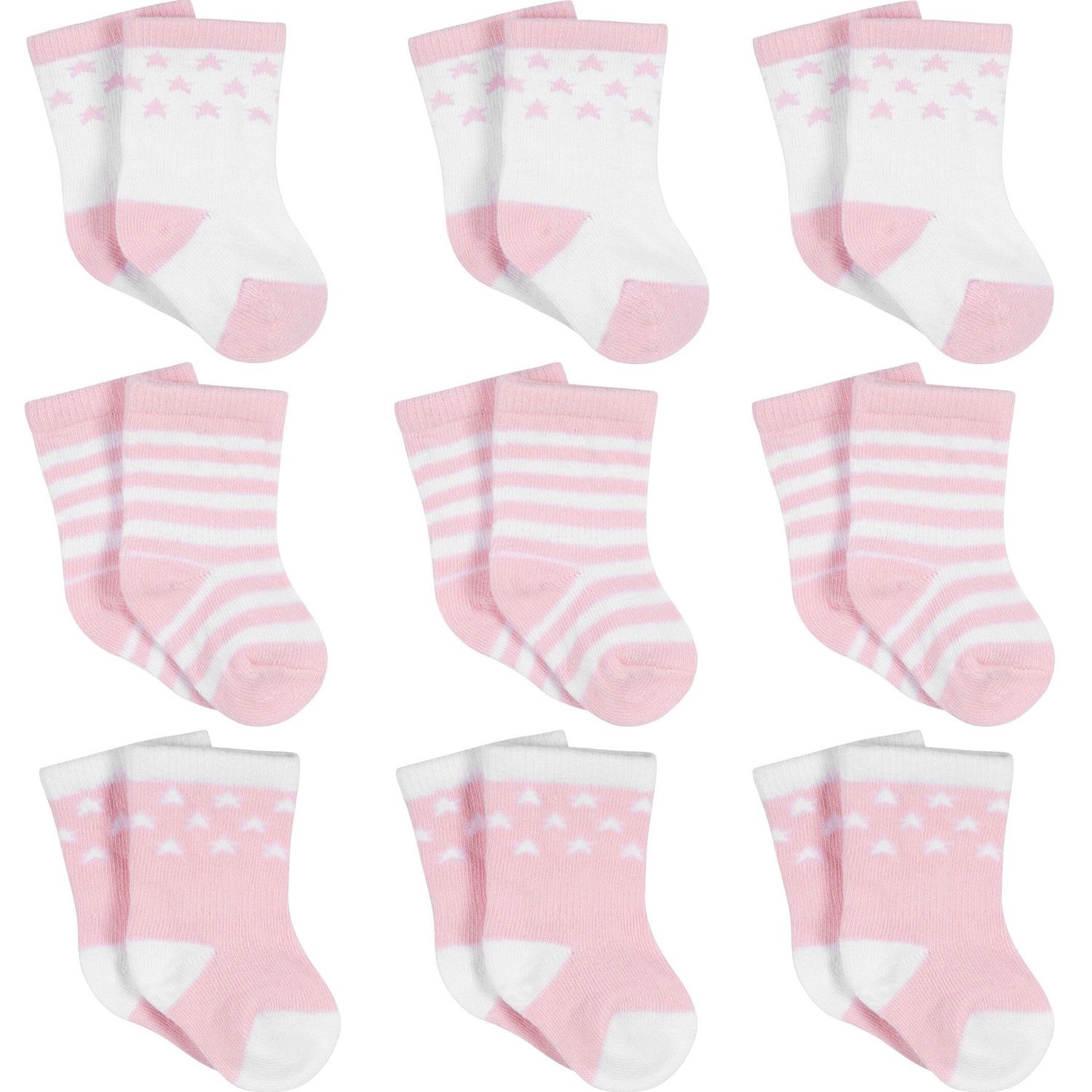 3 Pack Baby Girls Stars Jersey Crew Socks