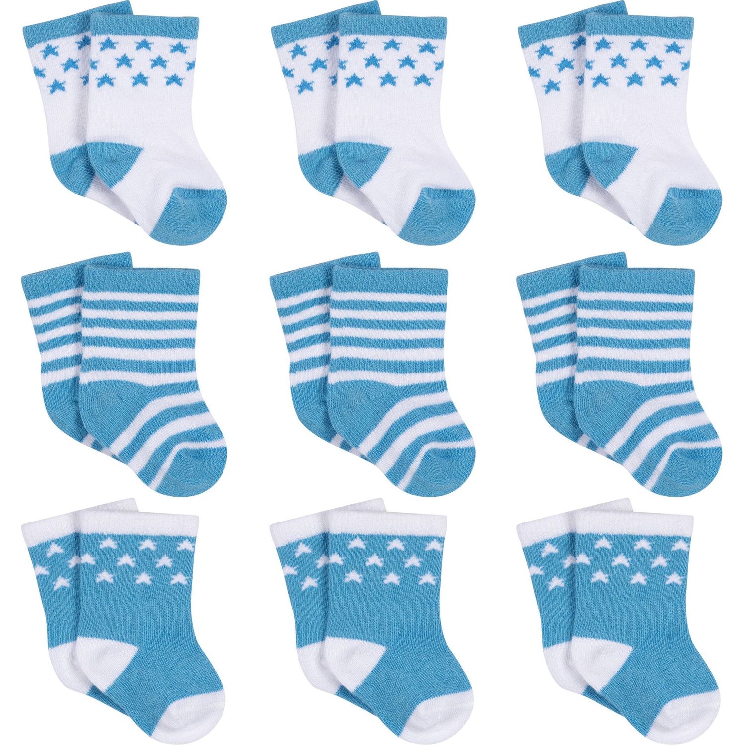3 Pack Baby Boys Stars Jersey Crew Socks