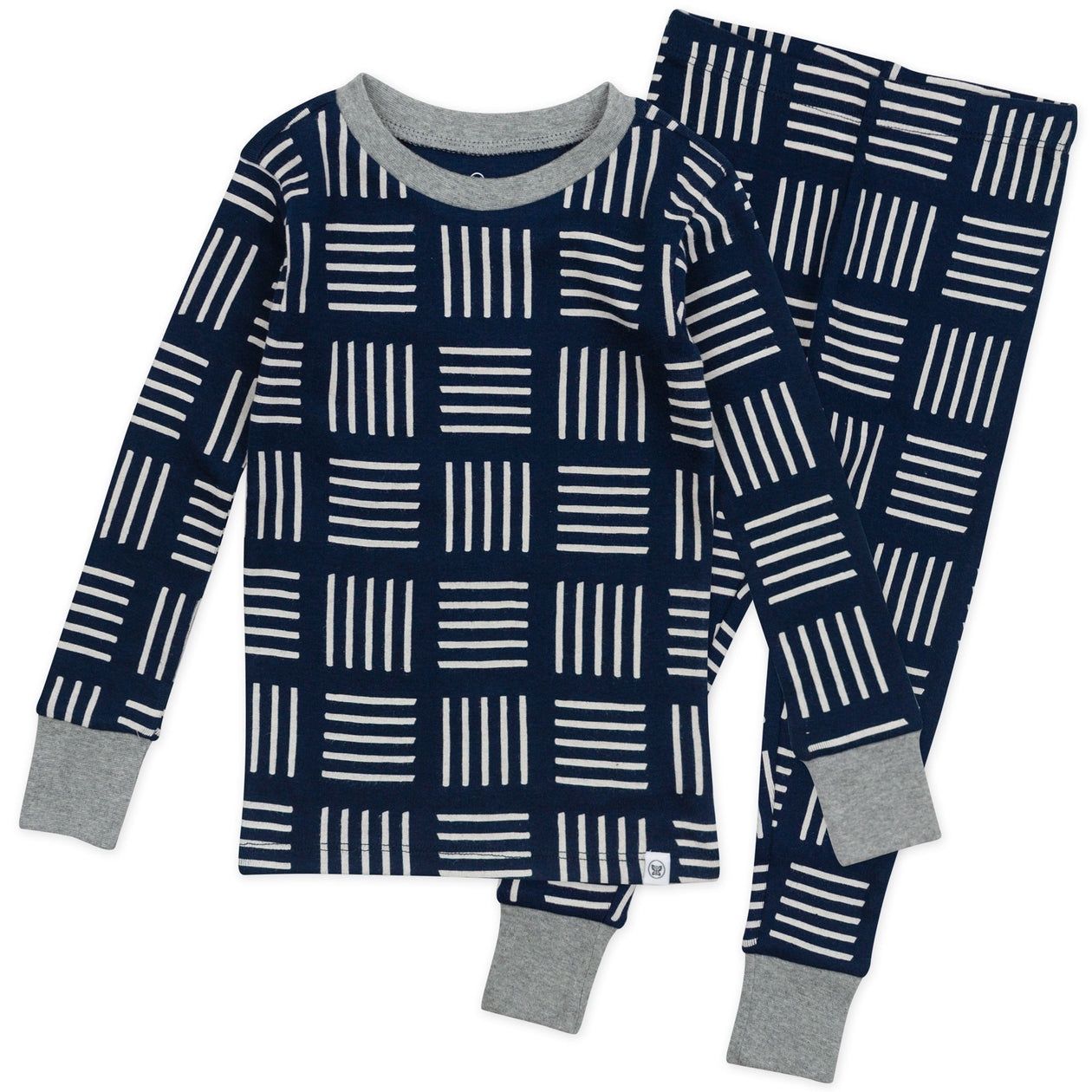 2-PIECE ORGANIC COTTON PAJAMAS (square dark navy)