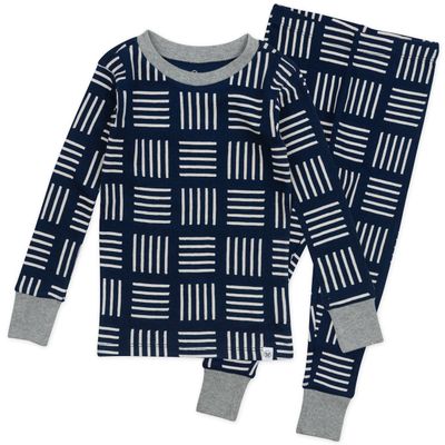 2-PIECE ORGANIC COTTON PAJAMAS (square dark navy)