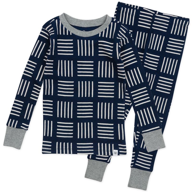 2-PIECE ORGANIC COTTON PAJAMAS (square dark navy)