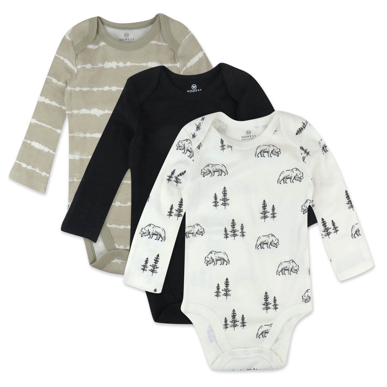 3-Pack Organic Cotton Long Sleeve Bodysuits, Size: 24M